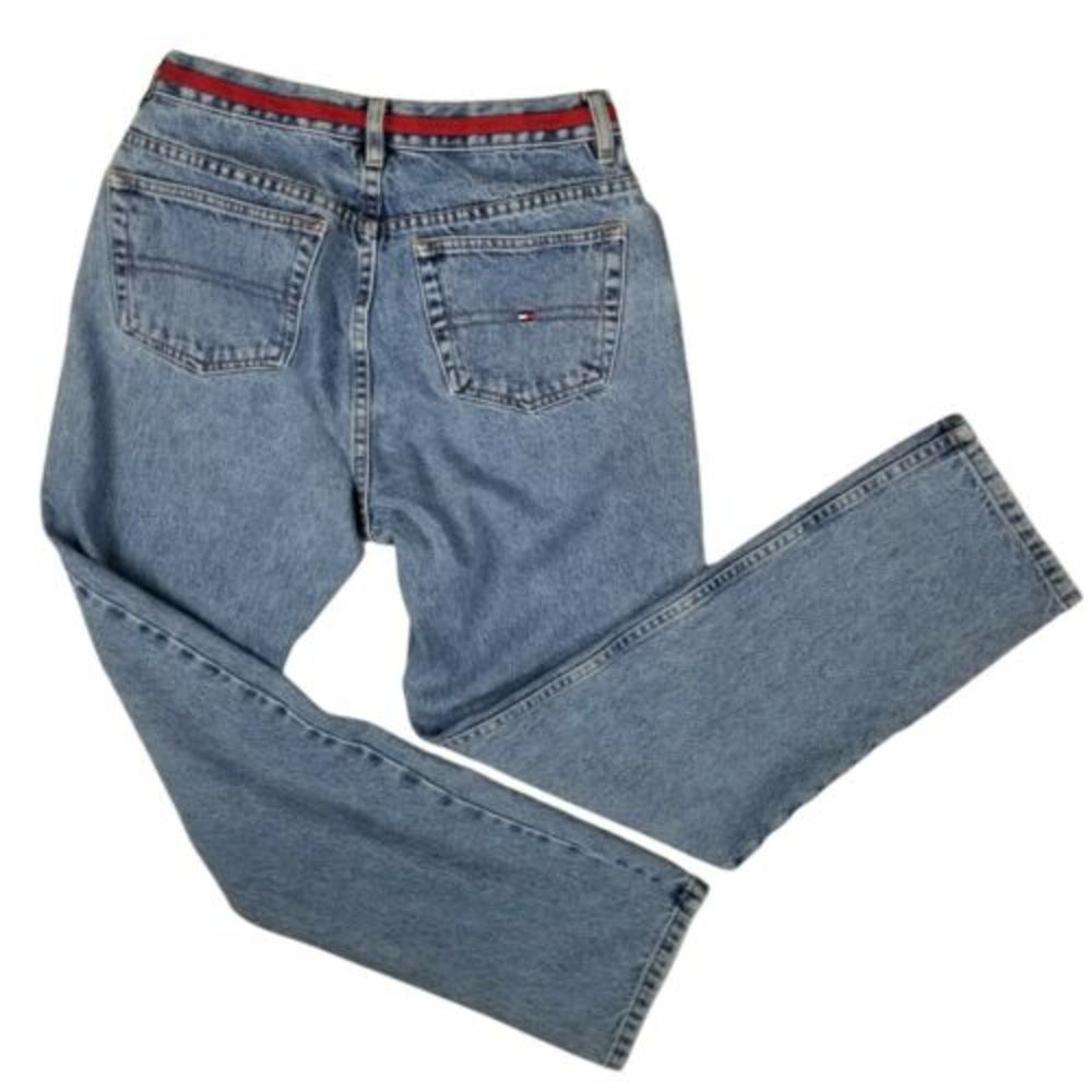 Vintage 90s Tommy Hilfiger Womens Sz 12 Jeans Spell Out Straight Leg W29 L29.5